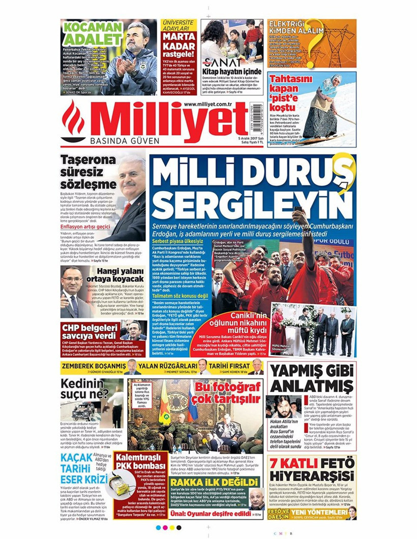 Gazete manşetleri Hürriyet - Sözcü - Milliyet 5 Aralık 2017 - Resim: 3