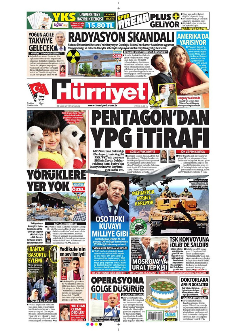 Gazete manşetleri Hürriyet-Fanatik-Sabah 28 Ocak 2018 - Resim: 1