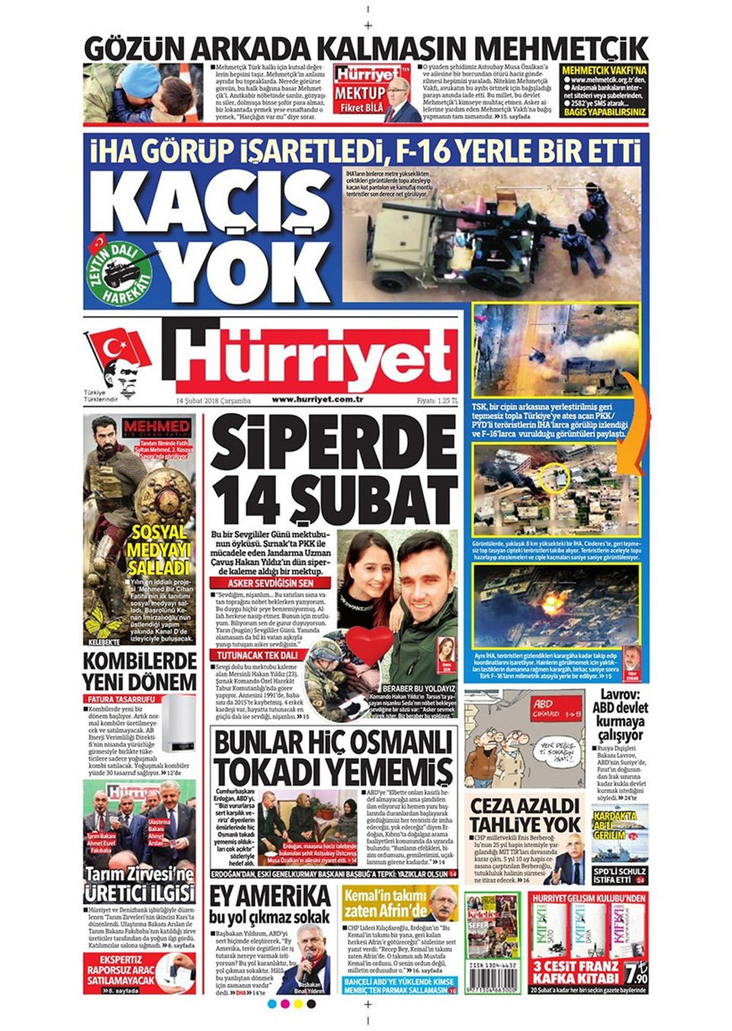 Gazete manşetleri 14 Şubat 2018 Hürriyet - Sözcü - Posta - Resim: 4