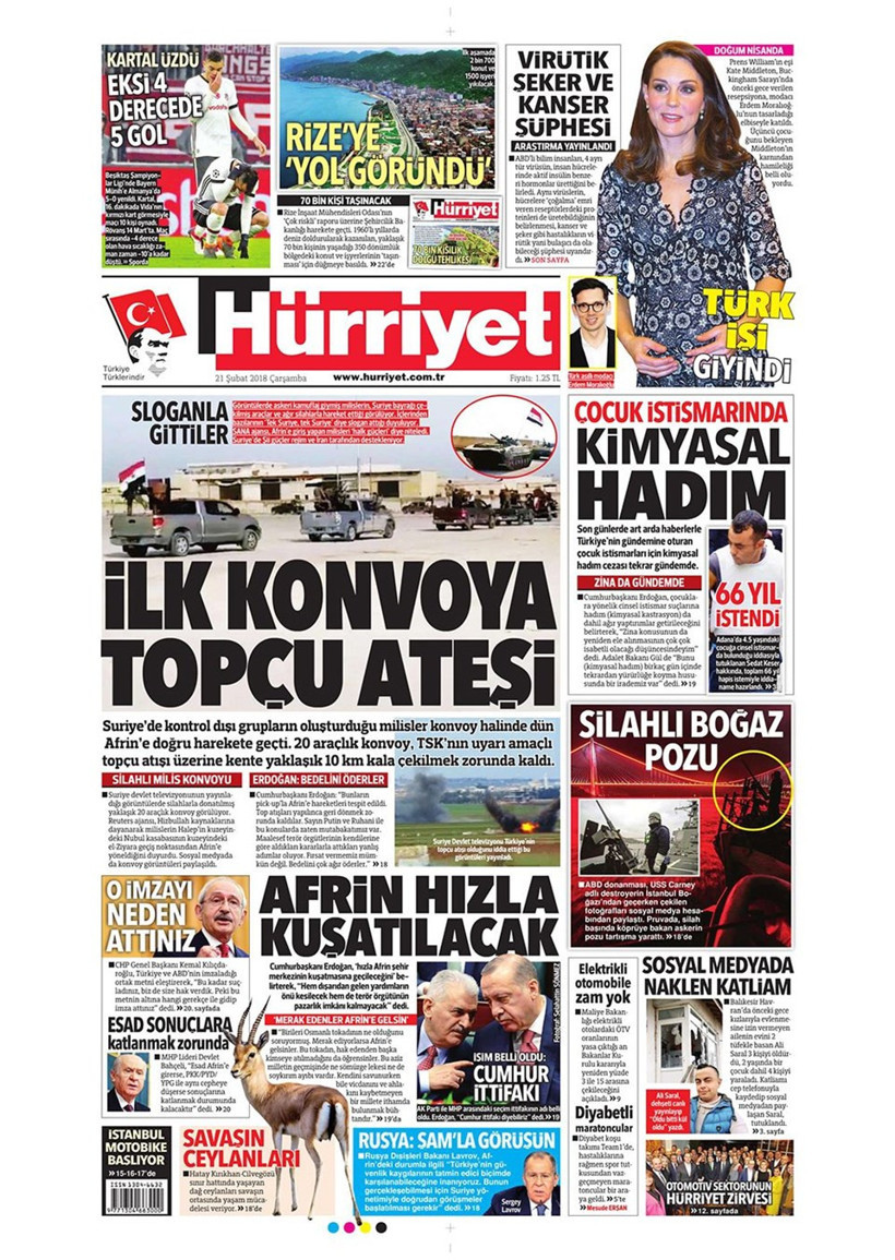 Gazete manşetleri 21 Şubat 2018 Hürriyet - Sözcü - Posta - Resim: 3