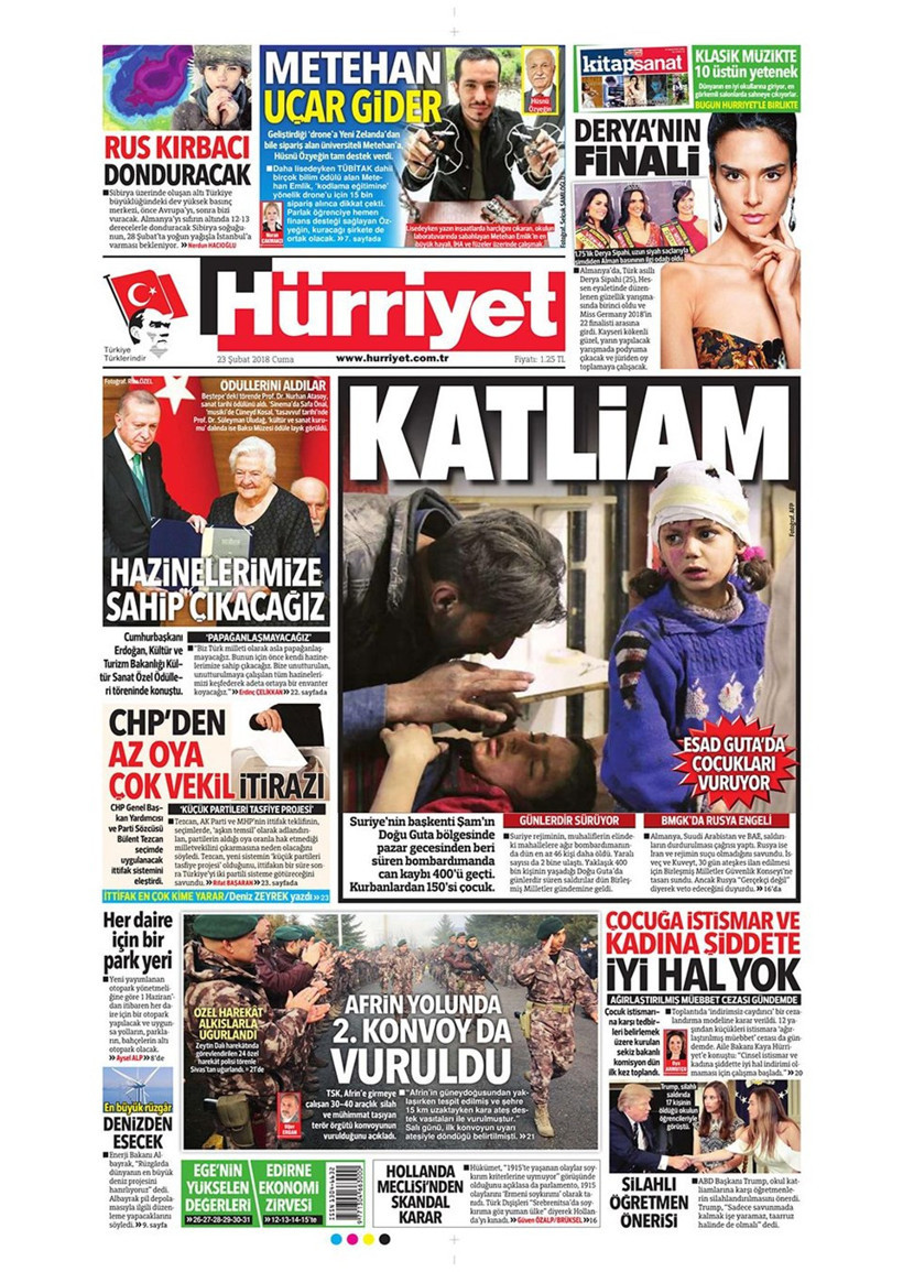 Gazete manşetleri 23 Şubat 2018 Hürriyet - Sözcü - Posta - Resim: 2