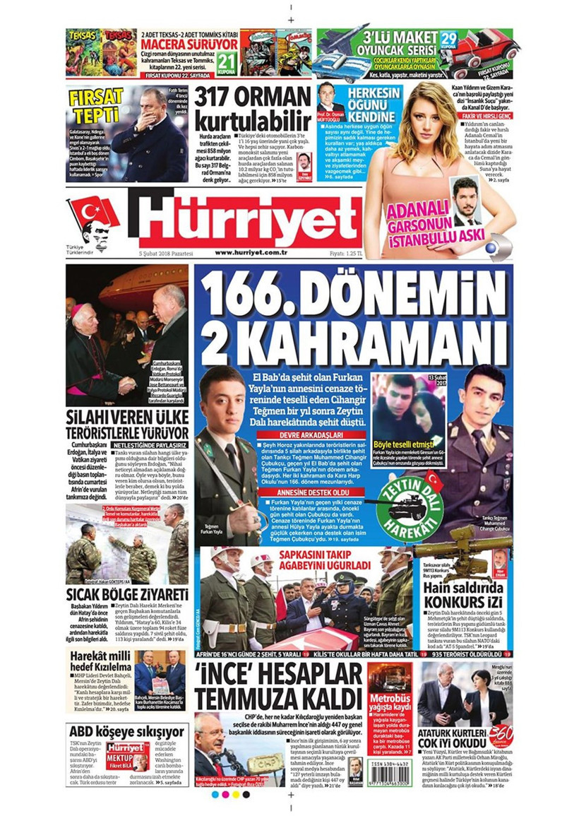 Gazete manşetleri 5 Şubat 2018 Hürriyet - Sözcü - Fanatik - Resim: 2