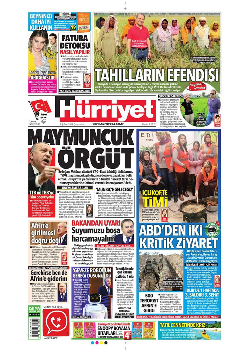 Gazete manşetleri 7 Şubat 2018 Hürriyet - Sözcü - Fotomaç - Resim: 2