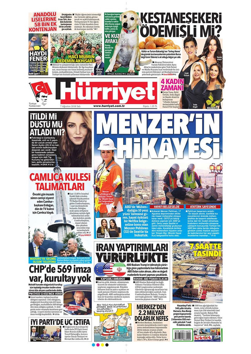 Gazete manşetleri 7 Ağustos 2018 Hürriyet - Posta - Sabah - Resim: 1