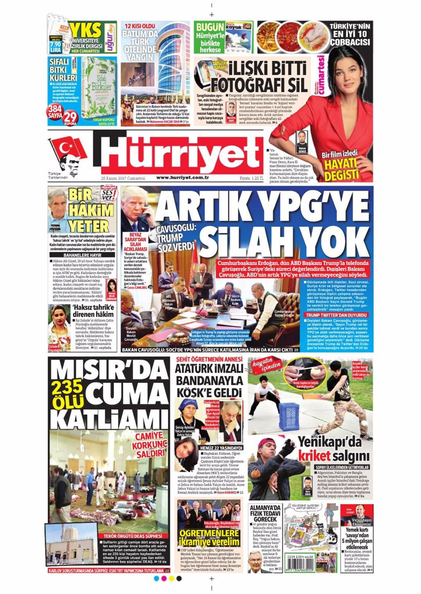 Gazete manşetleri Hürriyet - Fanatik - Fotomaç 25 Kasım 2017 - Resim: 1