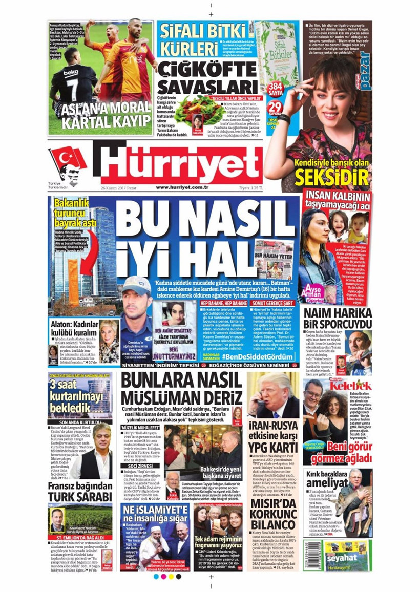 Gazete manşetleri Hürriyet - Fanatik - Fotomaç 26 Kasım 2017 - Resim: 1