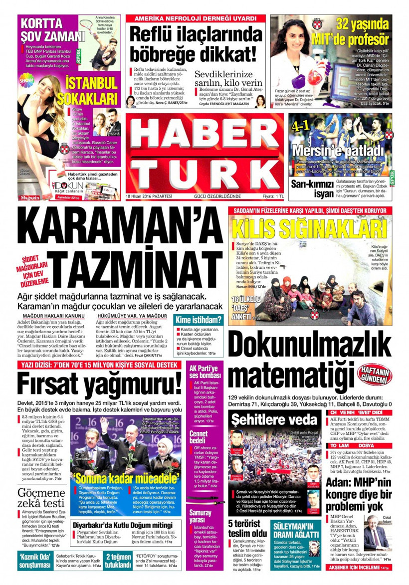 Gazete manşetleri Hürriyet - Habertürk ve Milliyet ne yazdı?  - Resim: 2