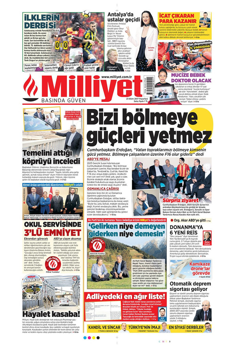 Gazete manşetleri Hürriyet - Fanatik - Fotomaç 23 Ekim 2017 - Resim: 2