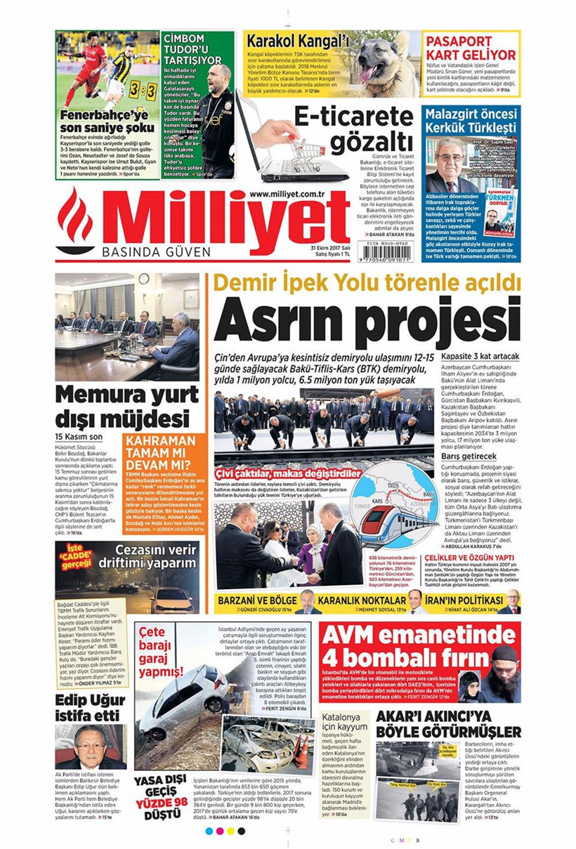 Gazete manşetleri Hürriyet - Sözcü - Fanatik 31 Ekim 2017 - Resim: 3