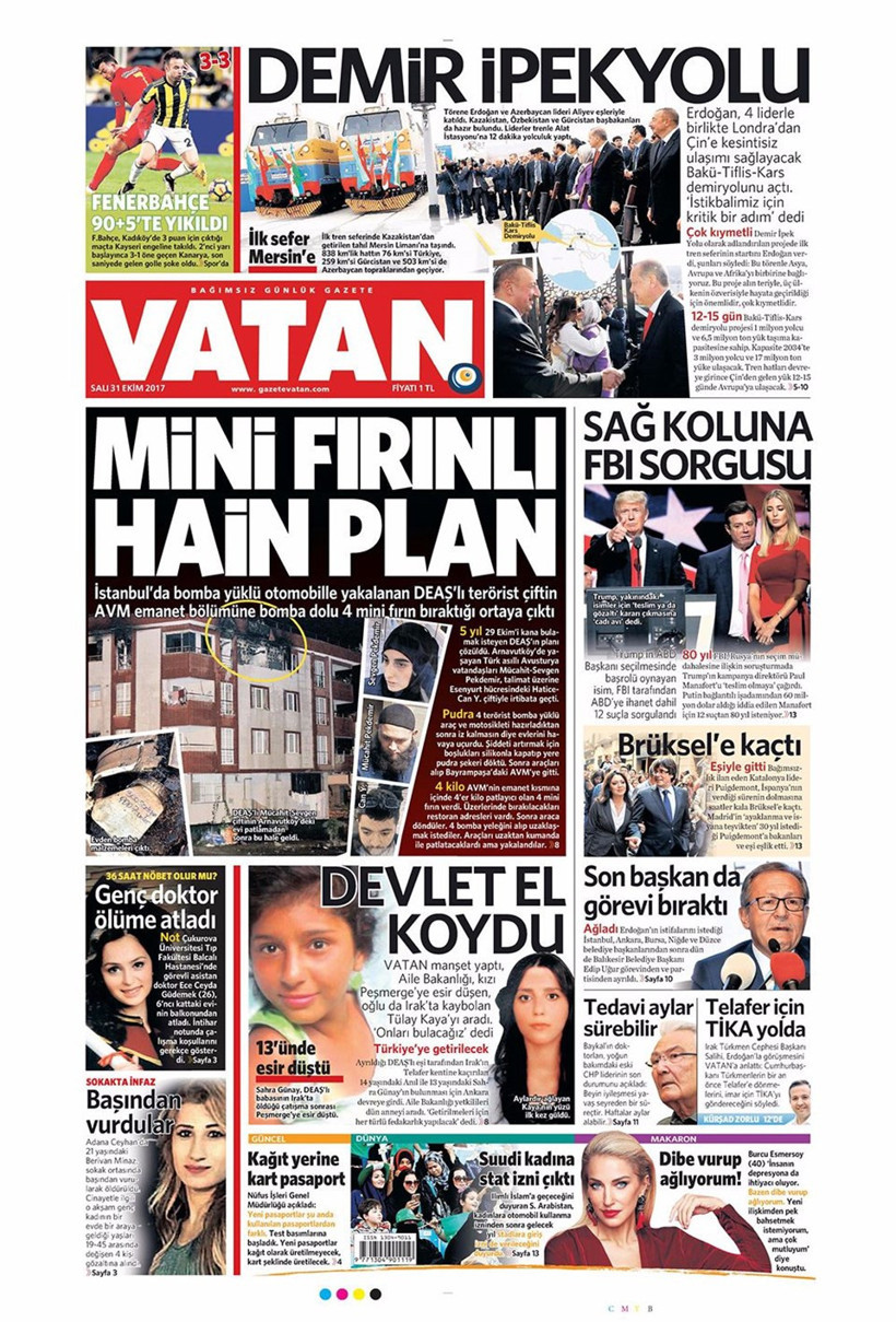 Gazete manşetleri Hürriyet - Sözcü - Fanatik 31 Ekim 2017 - Resim: 4