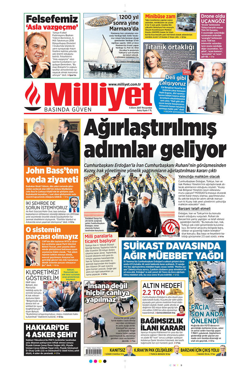 Gazete manşetleri Hürriyet - Sözcü - Cumhuriyet 5 Ekim 2017 - Resim: 3