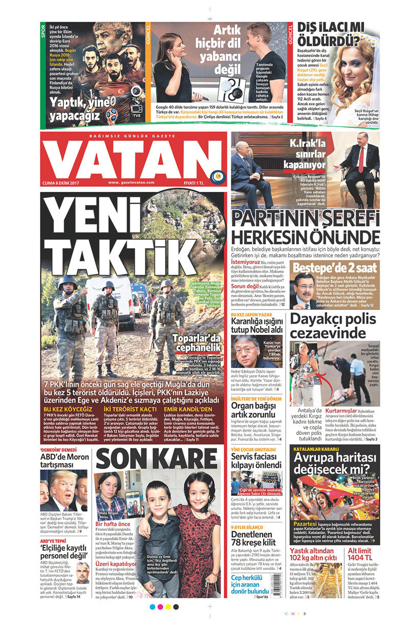 Gazete manşetleri Milliyet - Sözcü - Sabah 6 Ekim 2017 - Resim: 4