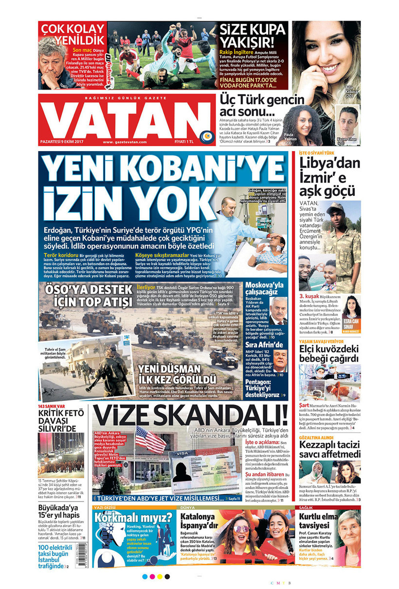 Gazete manşetleri Hürriyet - Sözcü - Habertürk 9 Ekim 2017  - Resim: 4