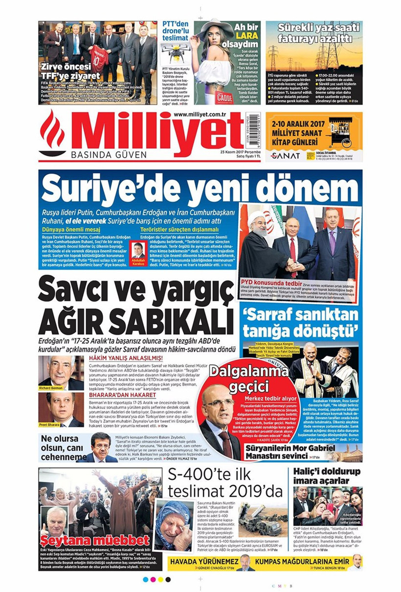 Gazete manşetleri Hürriyet - Habertürk - Sözcü 23 Kasım 2017  - Resim: 3