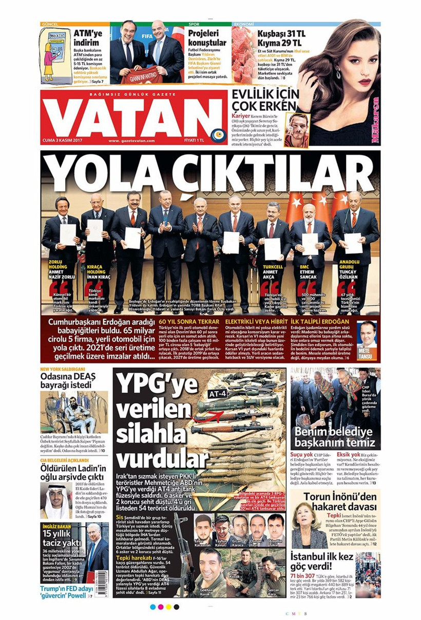 Gazete manşetleri Sözcü - Hürriyet - Habertürk 3 Kasım 2017 - Resim: 3