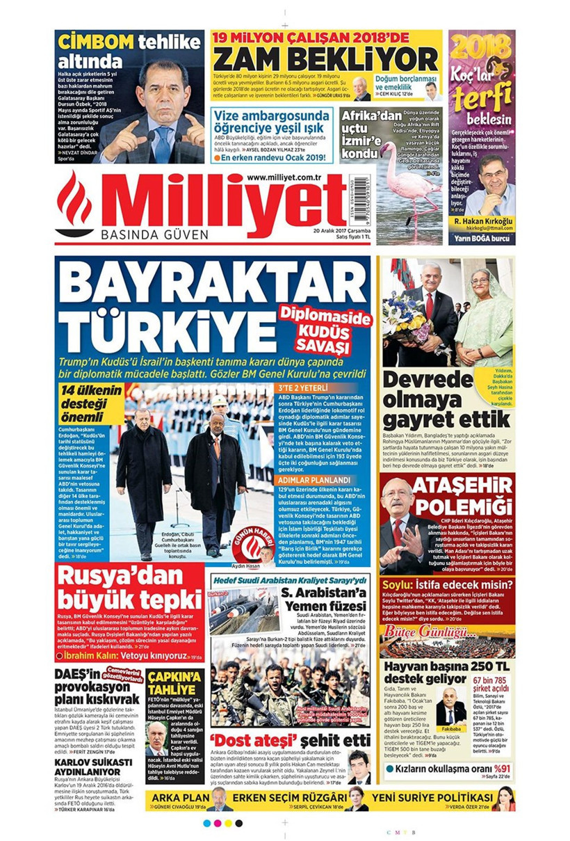 Gazete manşetleri Sözcü - Hürriyet - Fanatik 20 Aralık 2017 - Resim: 2