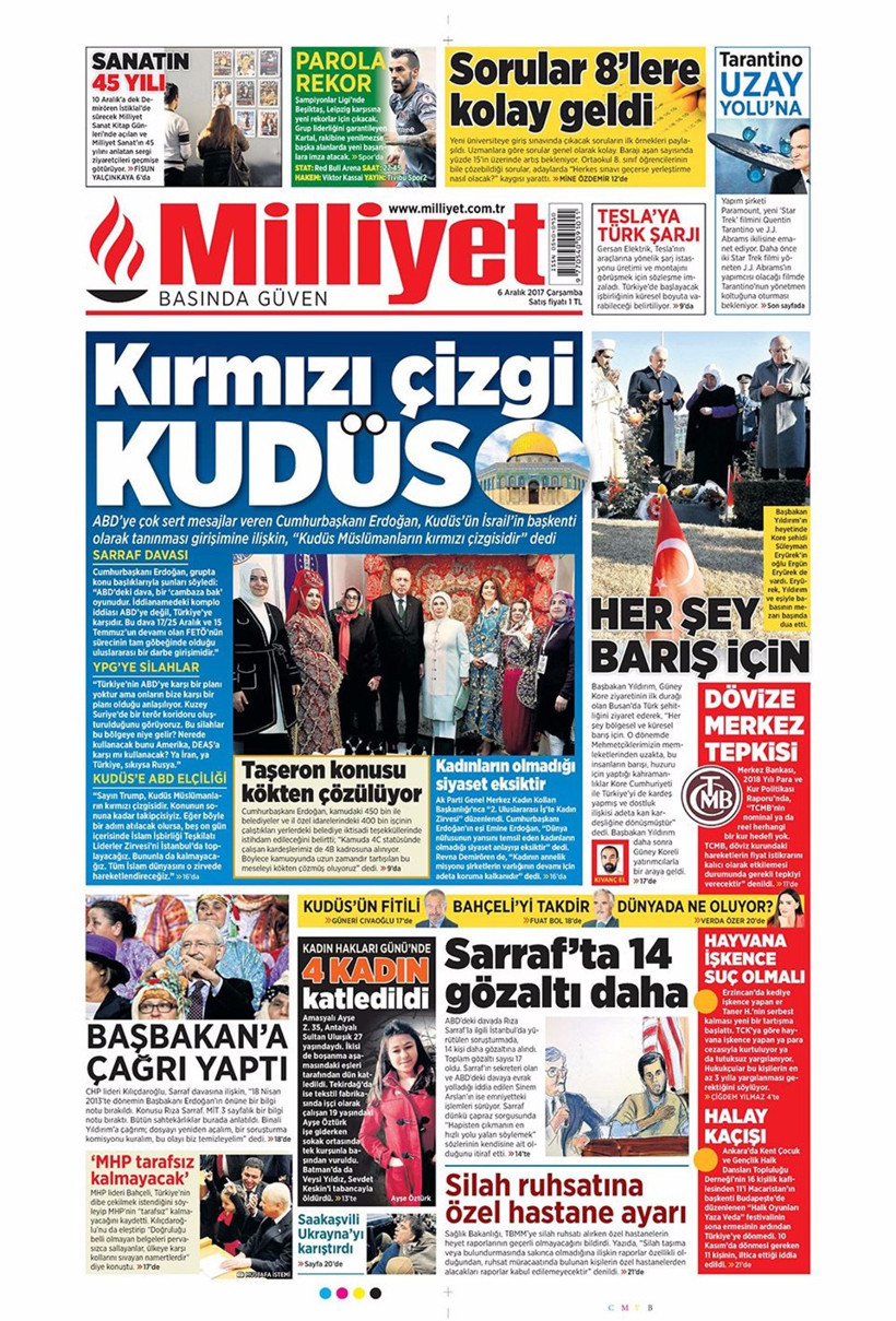 Gazete manşetleri Sözcü - Hürriyet - Habertürk 6 Aralık 2017 - Resim: 3