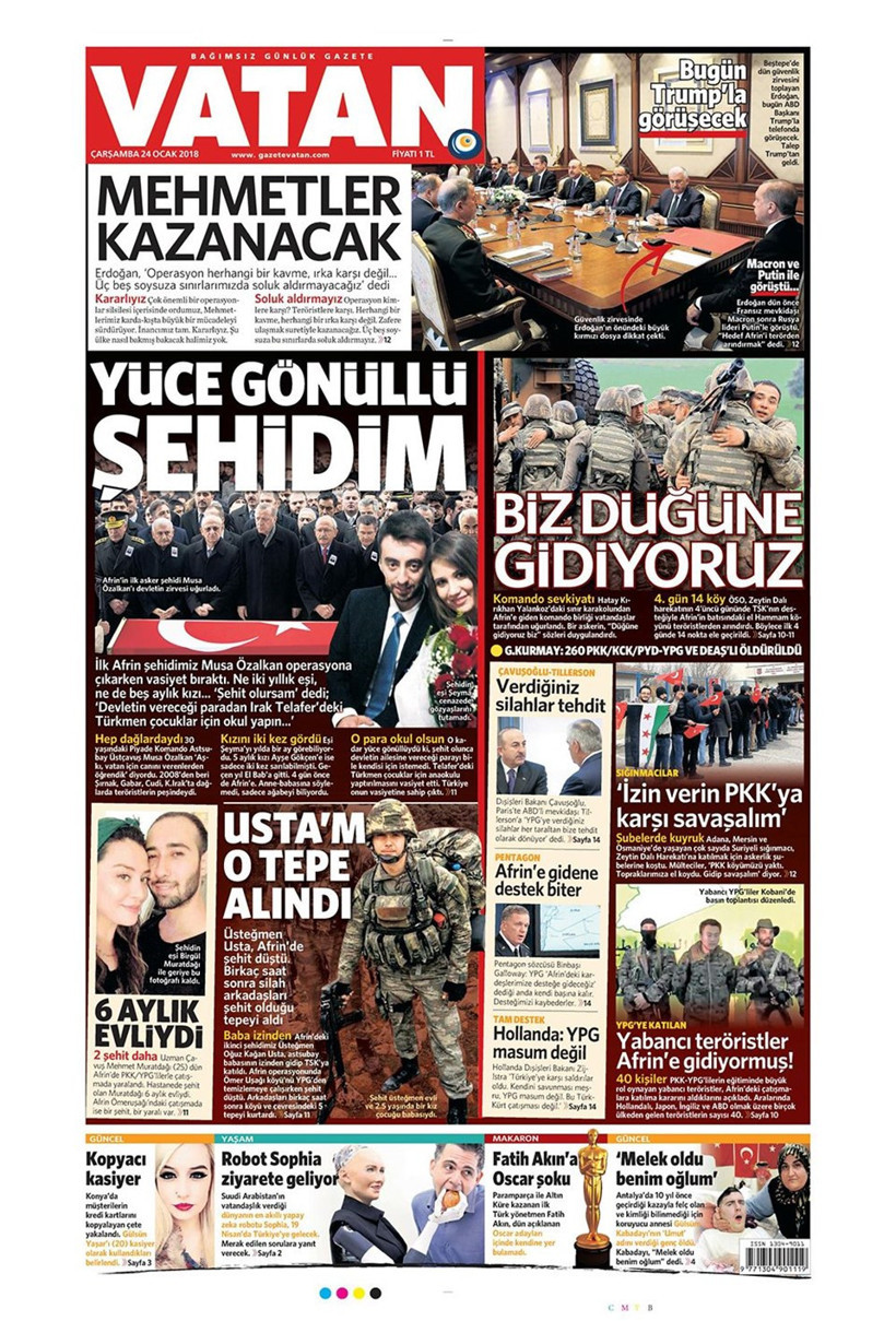 Gazete manşetleri Habertürk - Sözcü - Hürriyet 24 Ocak 2018 - Resim: 3