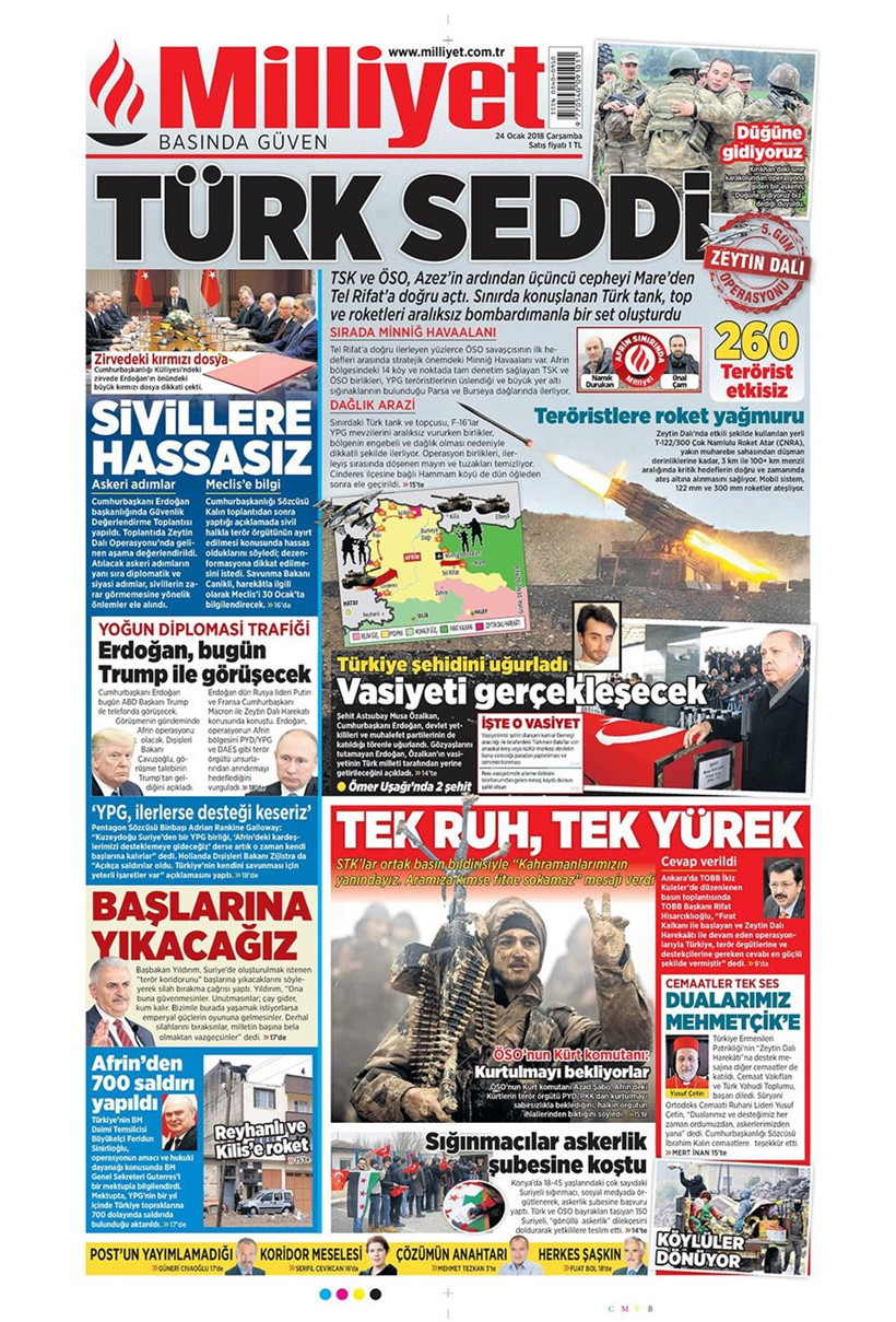 Gazete manşetleri Habertürk - Sözcü - Hürriyet 24 Ocak 2018 - Resim: 4