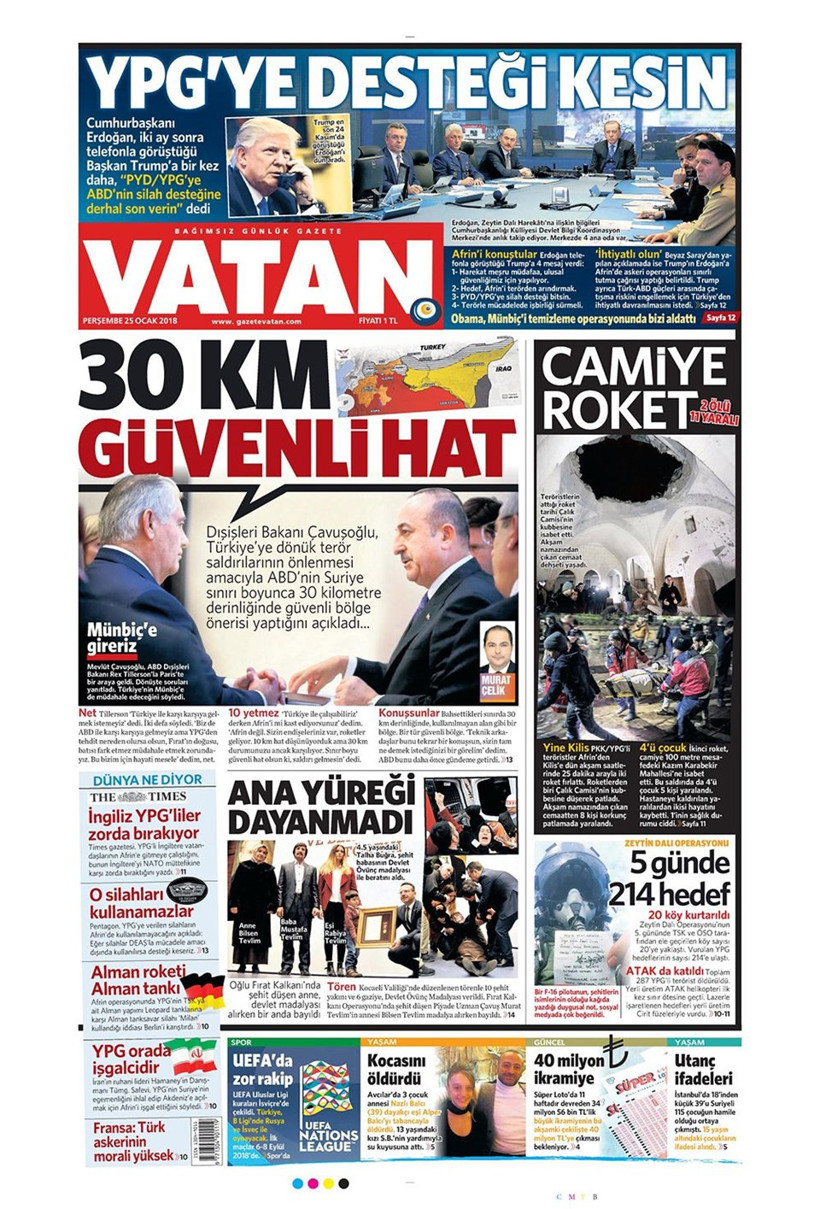Gazete manşetleri Sözcü - Hürriyet - Milliyet 25 Ocak 2018 - Resim: 4