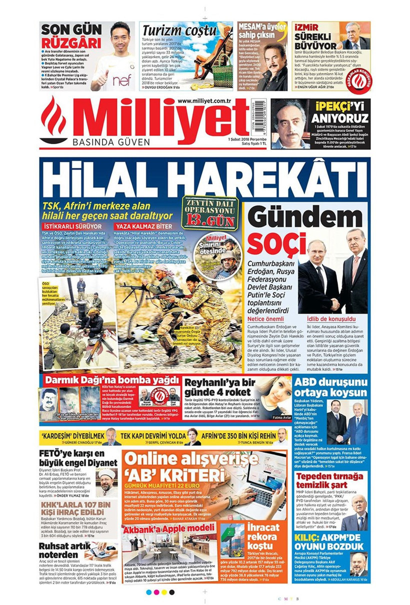 Gazete manşetleri Hürriyet-Fanatik-Sözcü 1 Şubat 2018 - Resim: 3