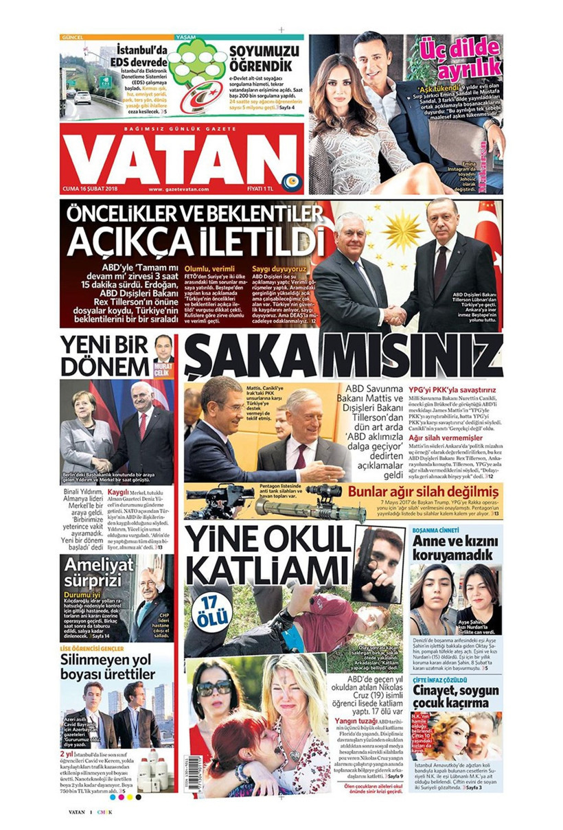 Gazete manşetleri 16 Şubat 2018 Hürriyet - Sözcü - Posta - Resim: 3