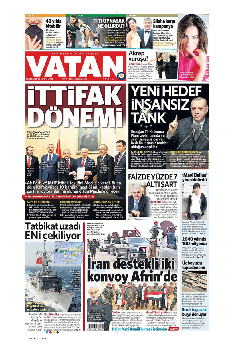 Gazete manşetleri 22 Şubat 2018 Hürriyet - Sözcü - Milliyet - Resim: 2