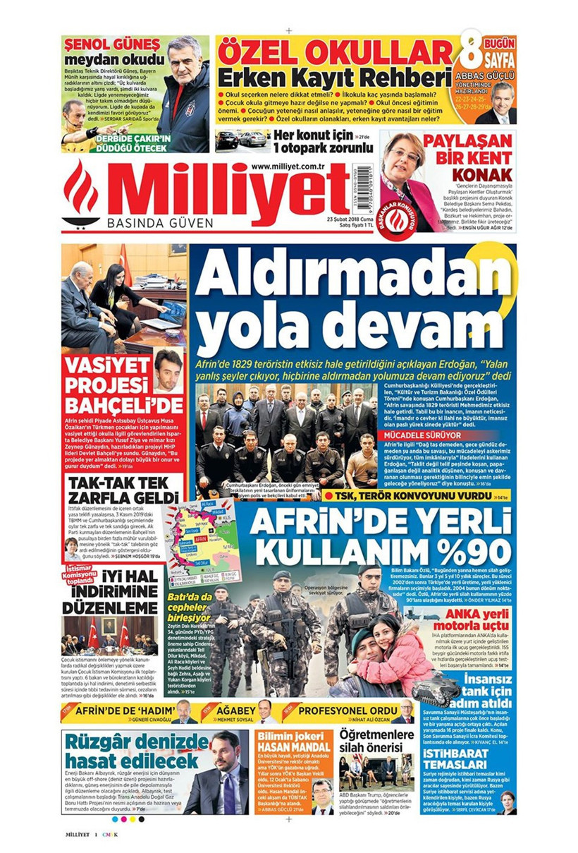 Gazete manşetleri 23 Şubat 2018 Hürriyet - Sözcü - Posta - Resim: 4