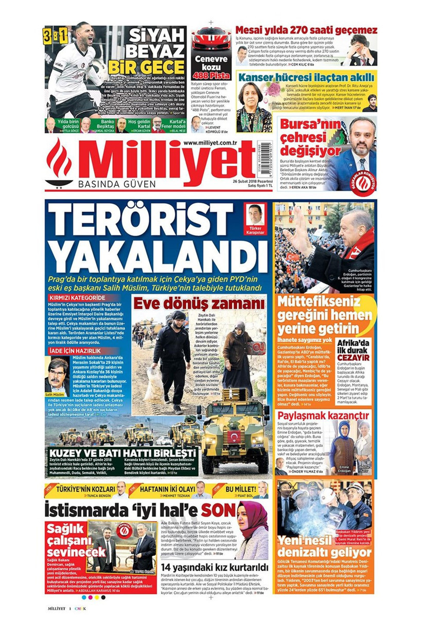 Gazete manşetleri 26 Şubat 2018 Hürriyet - Sözcü - Fanatik - Resim: 3