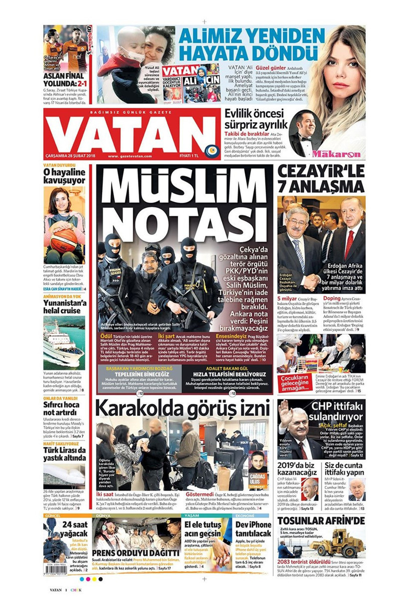 Gazete manşetleri 28 Şubat 2018 Hürriyet - Sözcü - Fanatik - Resim: 1