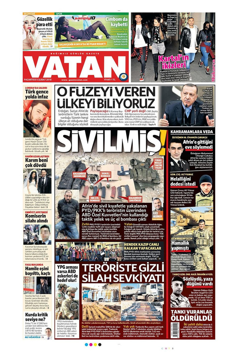 Gazete manşetleri 5 Şubat 2018 Hürriyet - Sözcü - Fanatik - Resim: 4