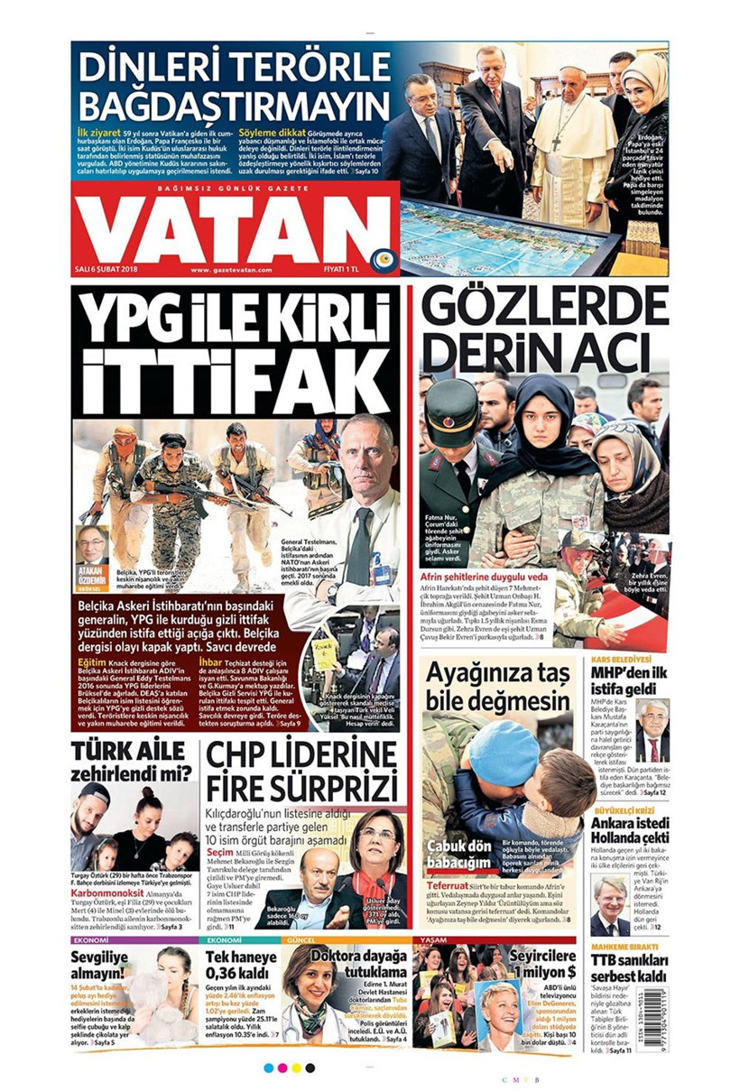 Gazete manşetleri 6 Şubat 2018 Hürriyet - Sözcü - Sabah - Resim: 1