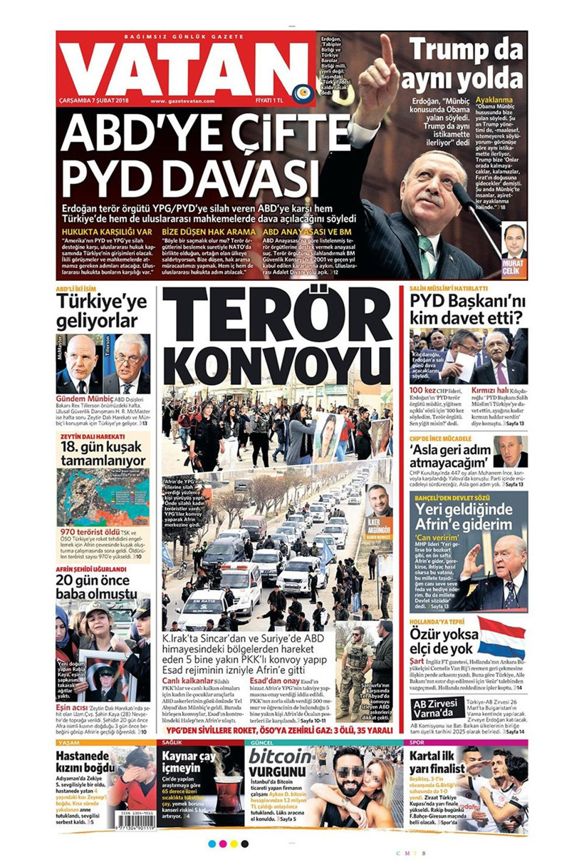 Gazete manşetleri 7 Şubat 2018 Hürriyet - Sözcü - Fotomaç - Resim: 1