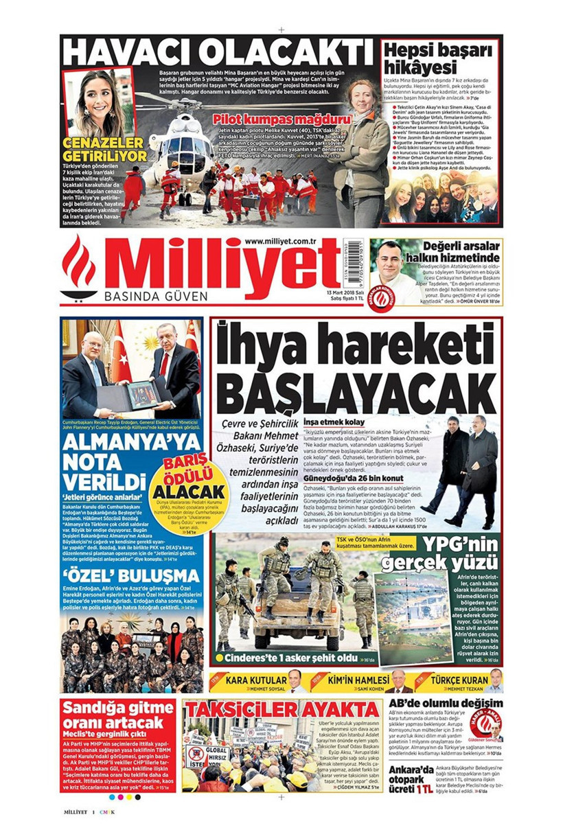 Gazete manşetleri 13 Mart 2018 Hürriyet - Sözcü - Posta - Resim: 4