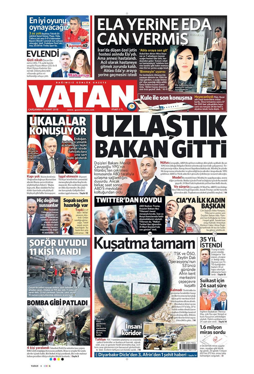 Gazete manşetleri 13 Mart 2018 Hürriyet - Sözcü - Posta - Resim: 1