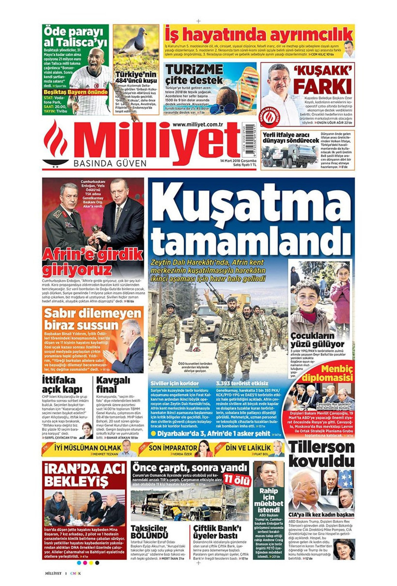 Gazete manşetleri 13 Mart 2018 Hürriyet - Sözcü - Posta - Resim: 3
