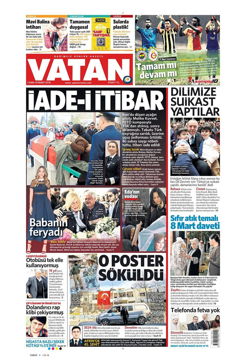 Gazete manşetleri 16 Mart 2018 Hürriyet - Sözcü - Fanatik - Resim: 2