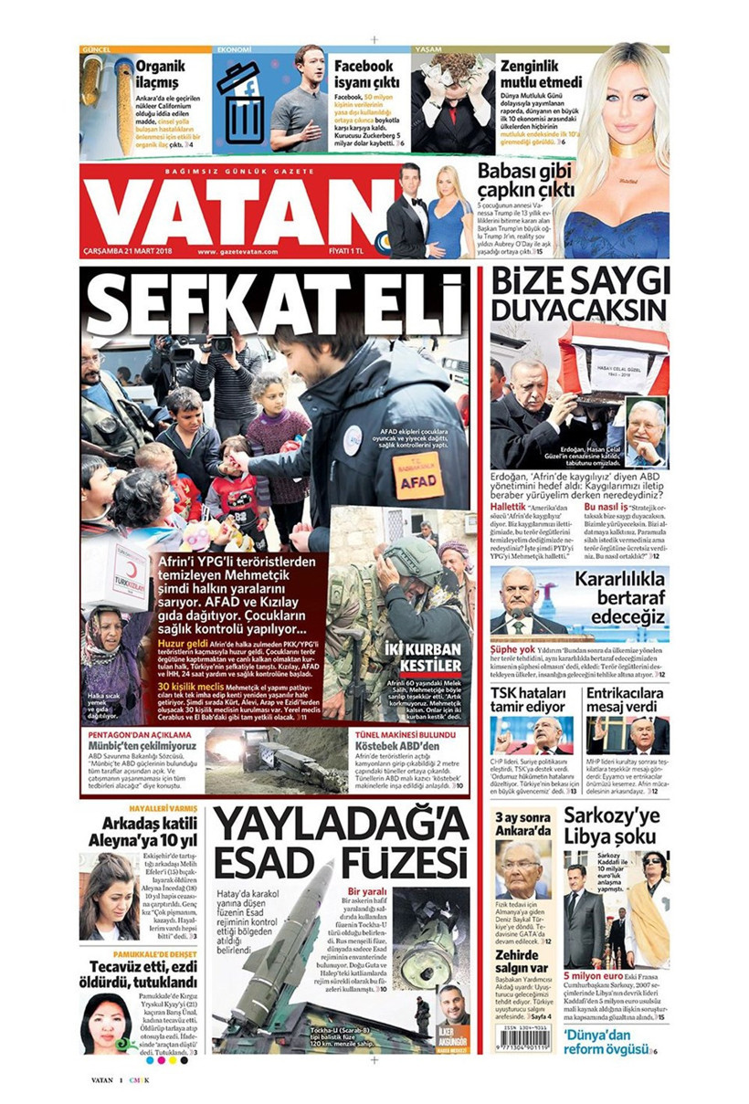 Gazete manşetleri 21 Mart 2018 Hürriyet - Sözcü - Posta - Resim: 3