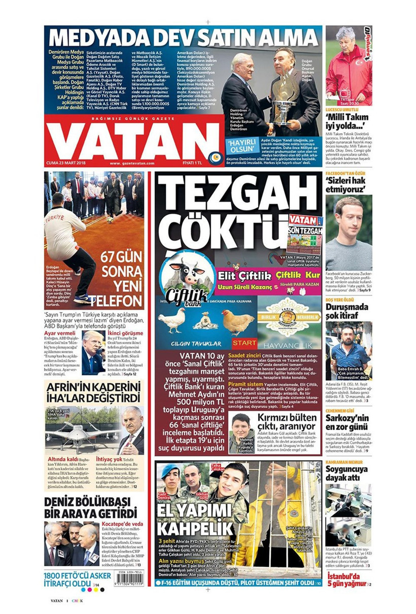Gazete manşetleri 23 Mart 2018 Hürriyet - Sözcü - Posta - Resim: 3