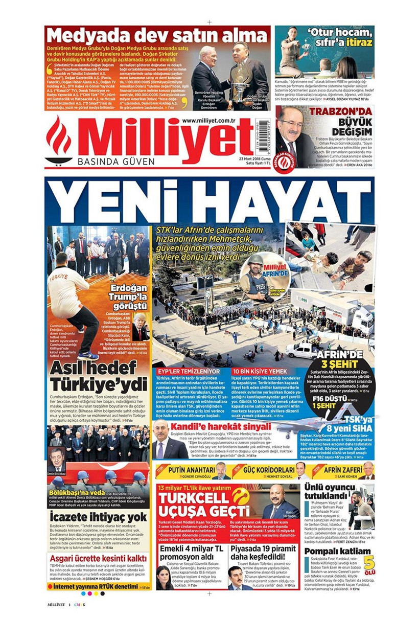 Gazete manşetleri 23 Mart 2018 Hürriyet - Sözcü - Posta - Resim: 4