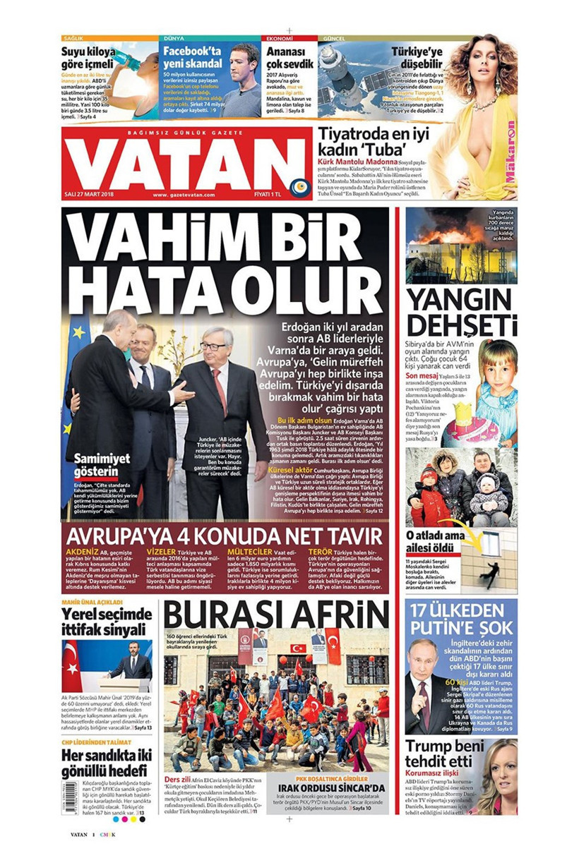 Gazete manşetleri 27 Mart 2018 Hürriyet - Sözcü - Cumhuriyet - Resim: 3