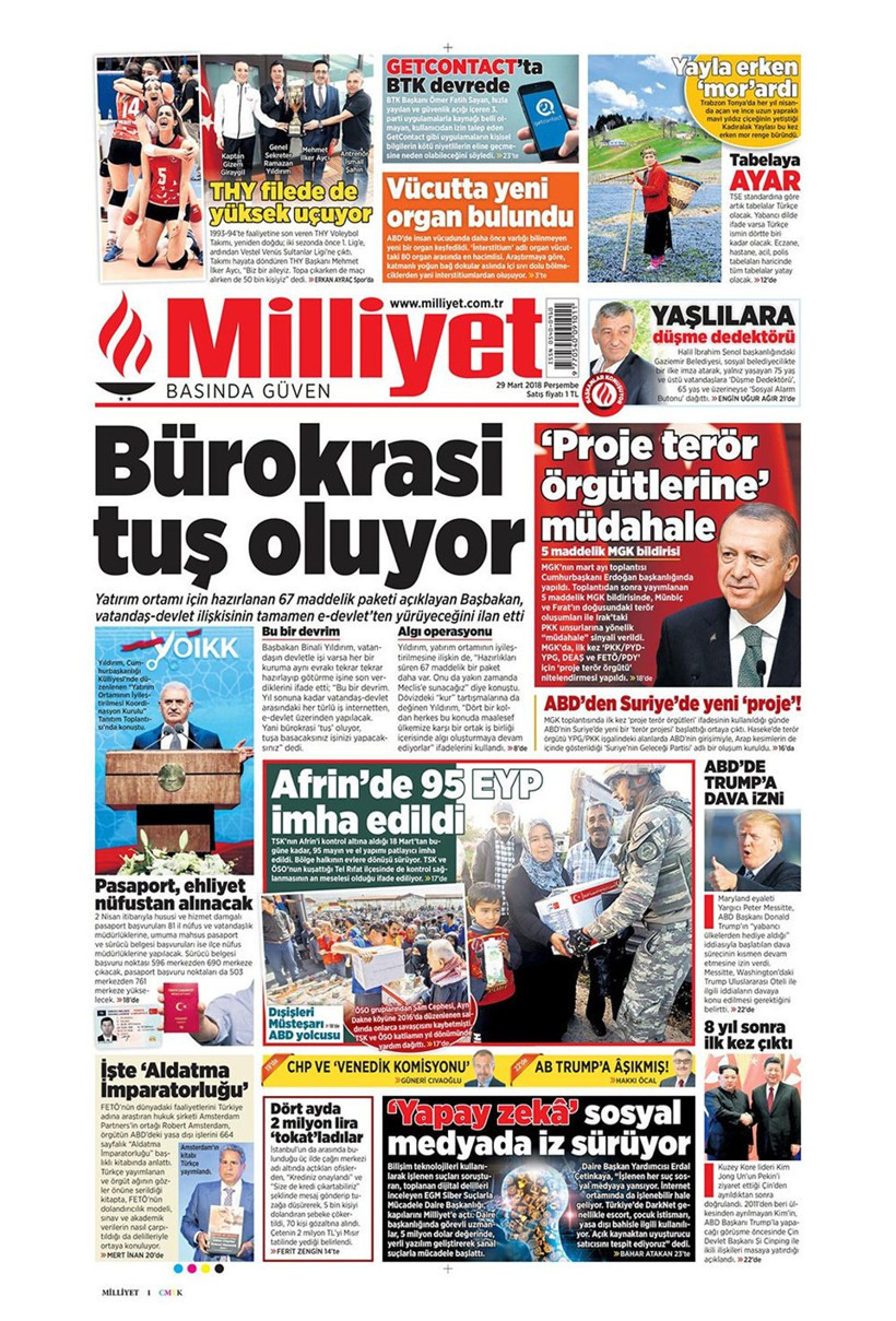 Gazete manşetleri 29 Mart 2018 Hürriyet - Sözcü - Posta - Resim: 3