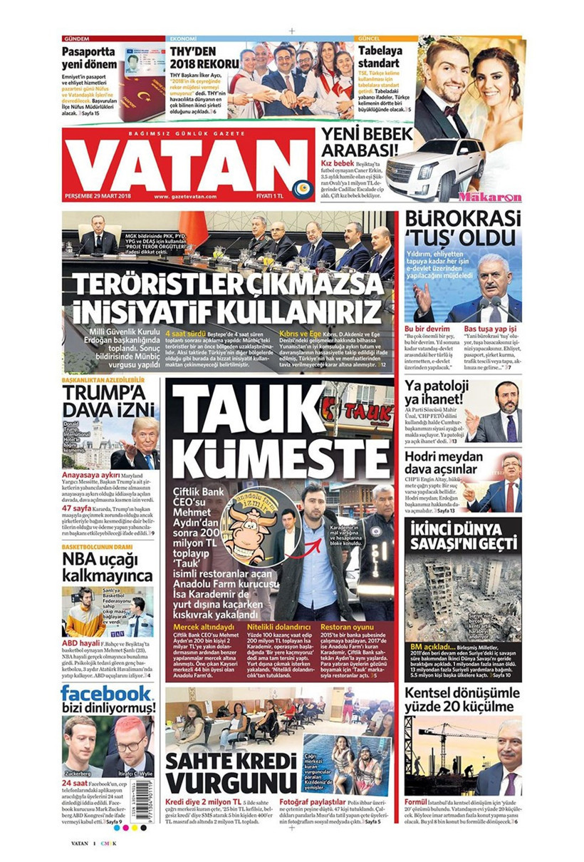 Gazete manşetleri 29 Mart 2018 Hürriyet - Sözcü - Posta - Resim: 4