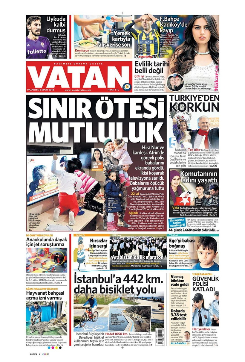 Gazete manşetleri 5 Mart 2018 Hürriyet - Sözcü - Fanatik - Resim: 4