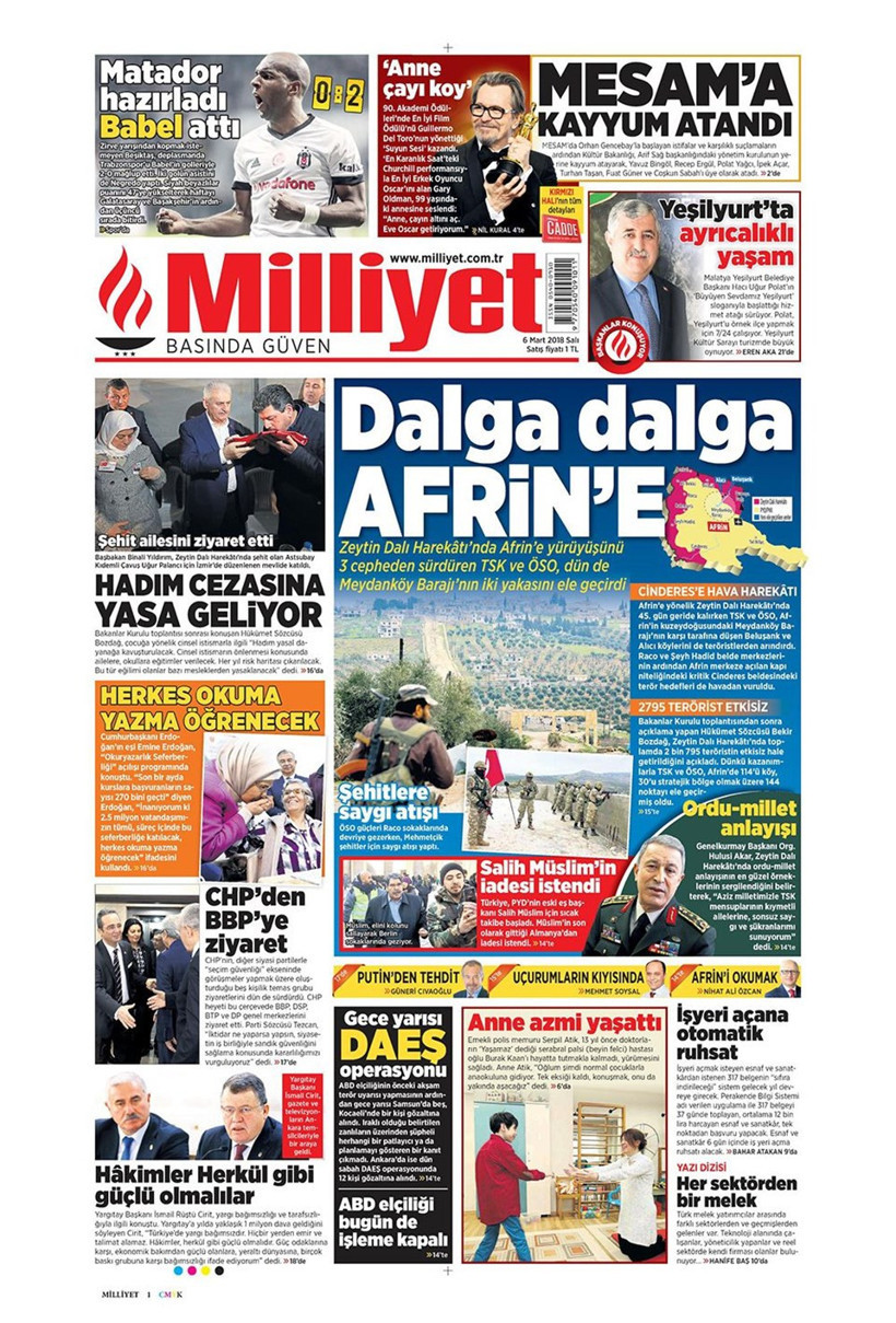 Gazete manşetleri 6 Mart 2018 Hürriyet - Sözcü - Fanatik - Resim: 2