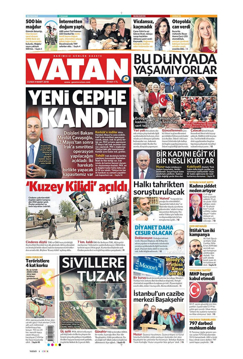 Gazete manşetleri 9 Mart 2018 Hürriyet - Sözcü - Fanatik - Resim: 3