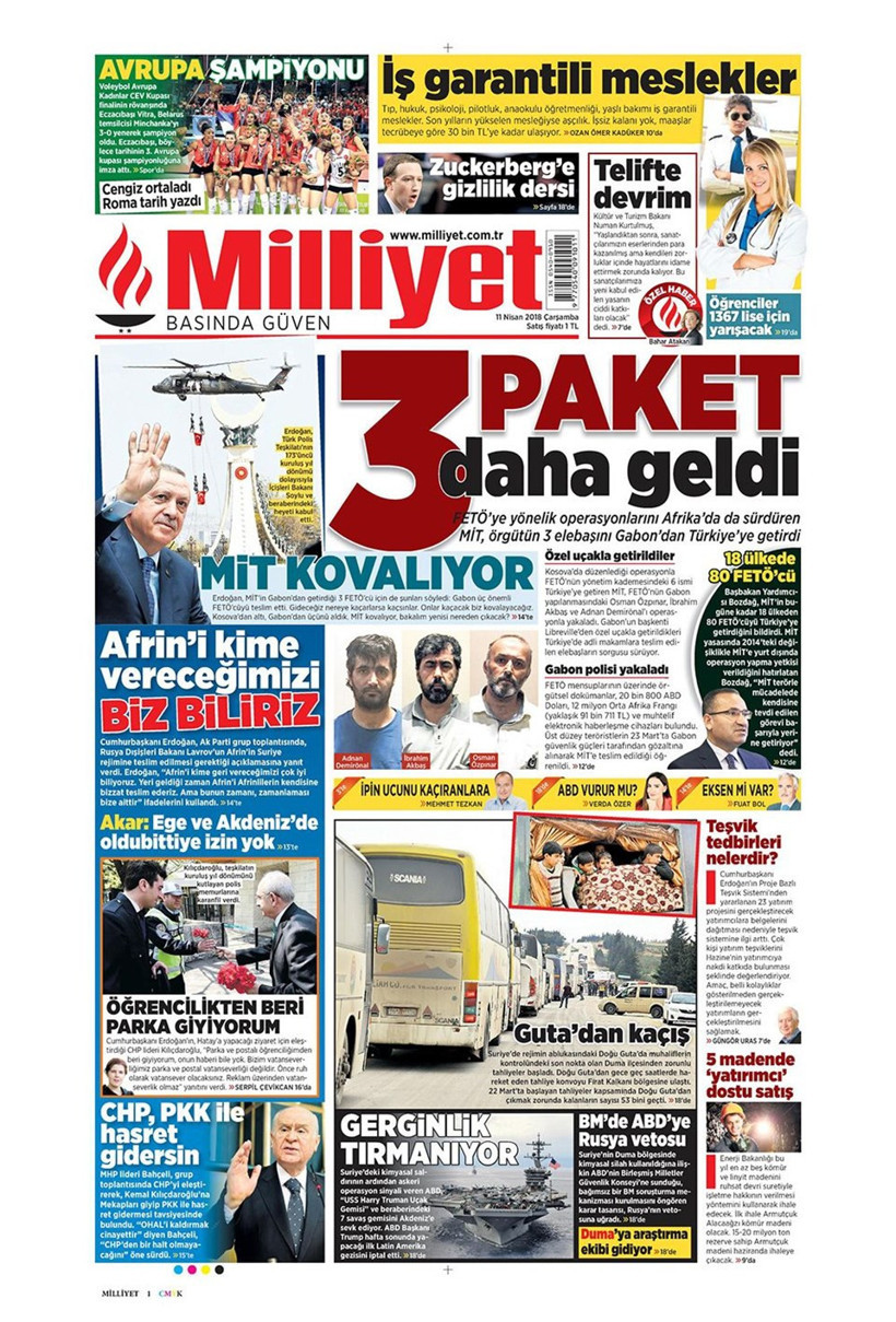 Gazete manşetleri 11 Nisan 2018 Hürriyet - Sözcü - Posta - Resim: 4