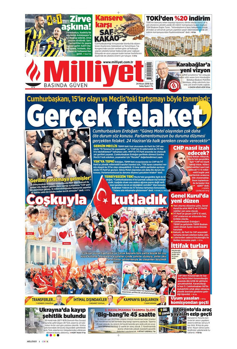 Gazete manşetleri 24 Nisan 2018 Hürriyet - Sözcü - Habertürk - Resim: 3