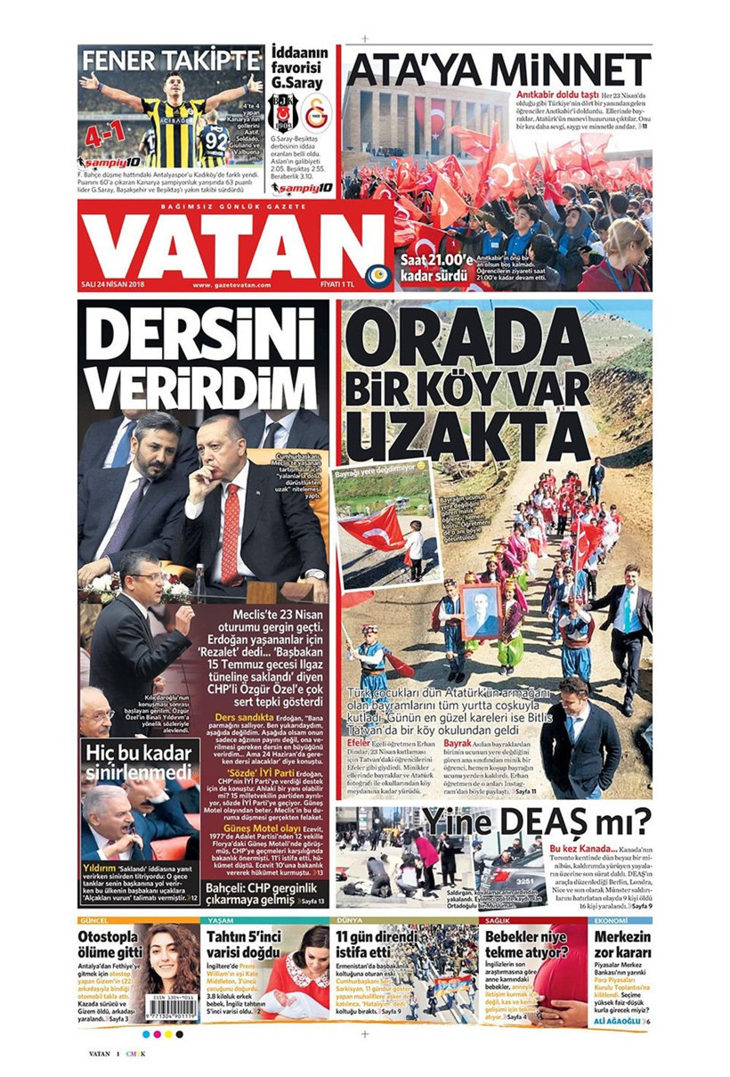 Gazete manşetleri 24 Nisan 2018 Hürriyet - Sözcü - Habertürk - Resim: 4