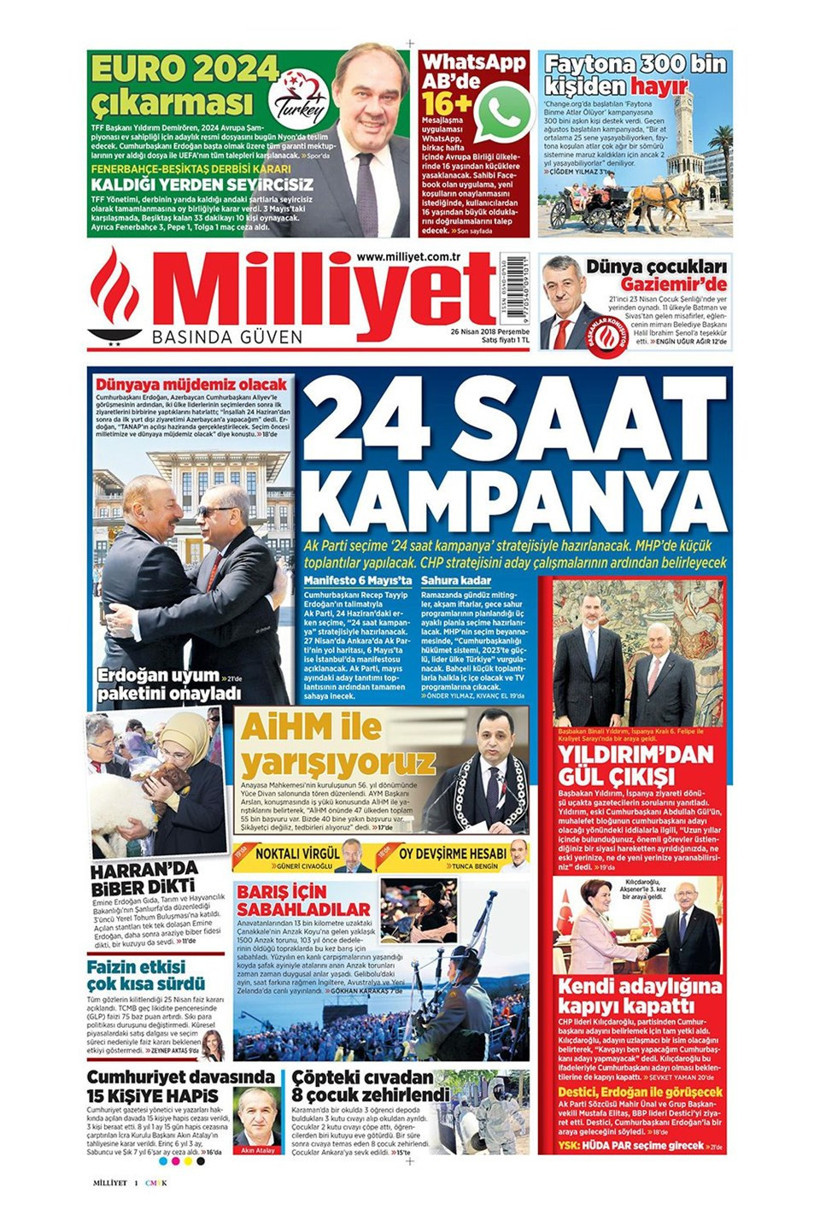 Gazete manşetleri 25 Nisan 2018 Hürriyet - Sözcü - Fanatik - Resim: 4
